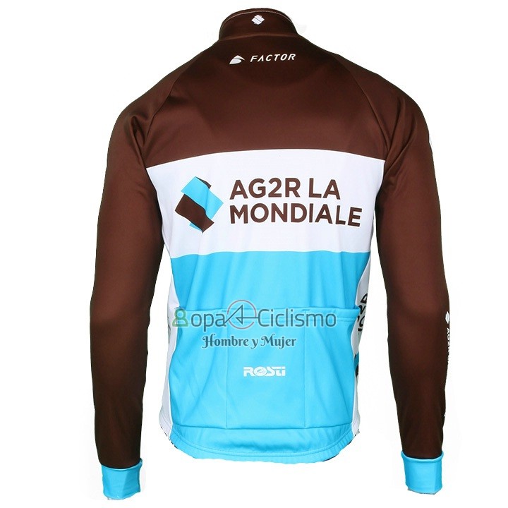 Ag2r La Mondiale Ropa Ciclismo Culotte Largo 2018 Mangas Largas Brown